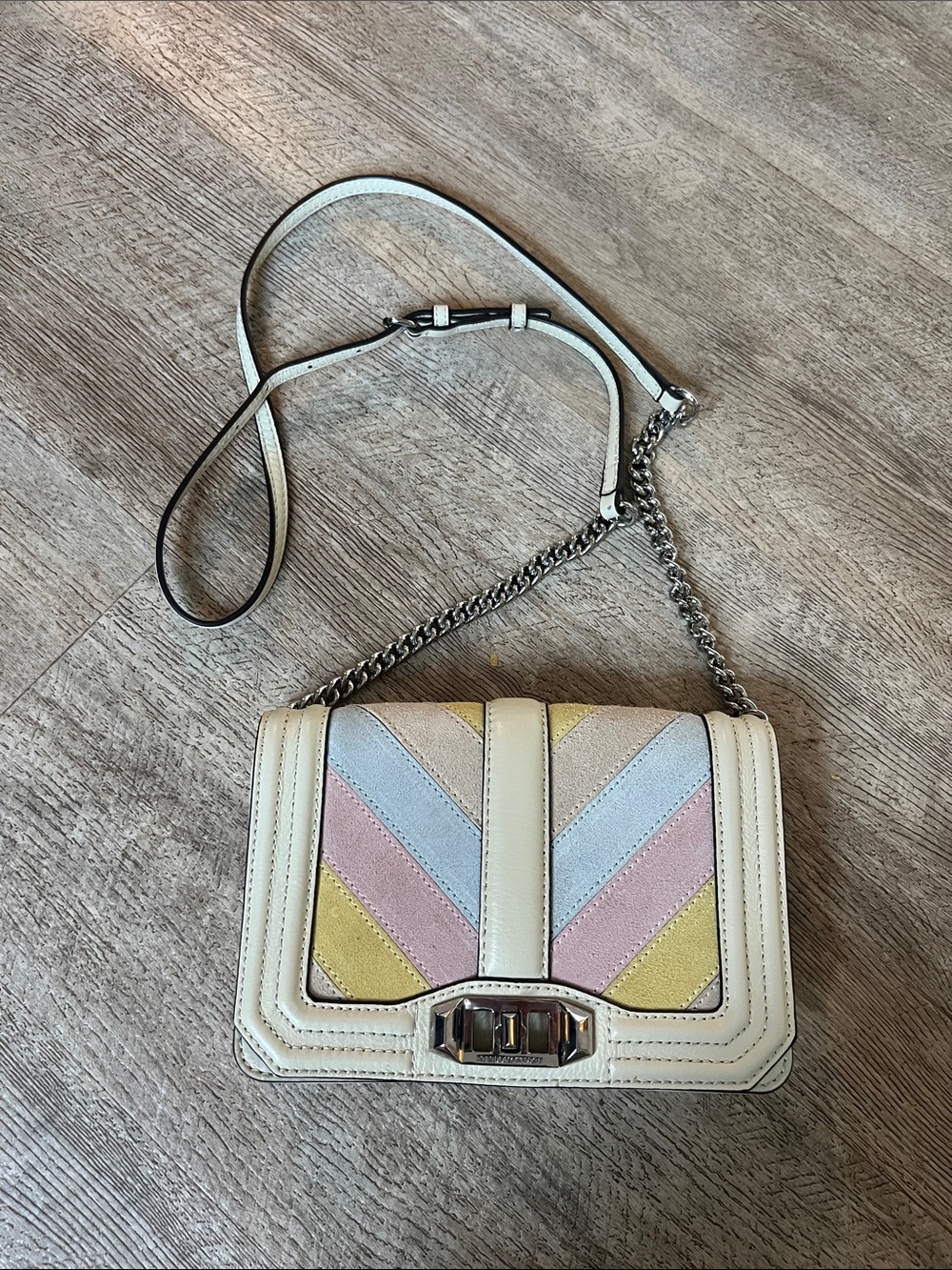 Rebecca Minkoff Cream Multi-Color Chevron Crossbody Bag
